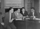 Officials of the UAW.  Left to Right:  Walter Reuther, V.P.; R.J. Thomas, President; Richard Frankensteen, V.P.; George Addes, Sec. Treasury."Detroit, Michigan.  1942.