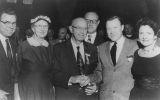 Walter Reuther with his family.  -left to Right:  Brother Roy, Mother and Father, Brother Victor, and wife May."no date"