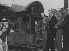Victor Reuther at group ceremony for the 10 ton Freedom Bell to be installed in Berlin at United Nations Day Ceremony on Oct. 24, 1950.  Left to Right:  Norman L. Berkely, Commander, Jewish War Veterns; Victor Reuther, Chairman, Michigan’s Crusade for Freedom; Vallie Eickheldt, Commander, Michigan Department Disabled American Veterns; Boniface Maile, National Commander Disabled Americal Veterns.  August, 1950.