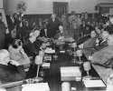 Walter Reuther testifying before the Detroit Common Council on Umemployment Compensation. Feb. 1954