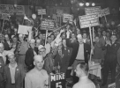 From Cleveland:  "Reuther wins again.  Delegates to the CIO-United Auto Workers convention demonstrated for a half hour today after their president, Walter Reuther, was reelected.  He was elected without even token opposition to serve a fourth term at $10, 000 a year."AP Photo