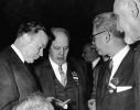 Left to Right:  Walter P. Reuther, George Meany, Arthur Goldberg, Jacob S. Potofsky."AFL_CIO 2nd Biennial Convention, Atlantic City, N.J."December 5, 1957