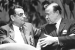 THE OLD AND THE NEW:  AFL-CIO Vice Pres. Anthony J. DeAndrade (left), newly elected, confers with Vice Pres. Walter P. Reuther, a 10-year veteran in the office."San Francisco Convention 1965-