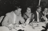 A photograph made during a trip to Israel for the dedication of the Philip Murray Center, which was built by the CIO and the Israeli trade union federation Histadrut in the city of Elat."Walter Reuther and Golda Meir speaking with each other."ca. 1955