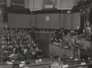 ICFTU 1st Congress, London, December 7, 1949.  Opening session in the Council Chamber of London&squo;s County House.  Walter Reuther-2nd row, 2nd from left.