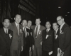 Walter Reuter (Center) in a group photo with Japanese Labor Leaders.  Also pictured, Victor Reuther, far right."November, 1962