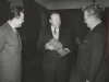 Walter Reuther presenting a bust of President John F. Kennedy while in Turkey.