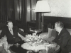 Walter Reuther speaking with an unknown Turkish labor leader while visiting Turkey.